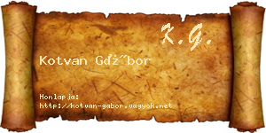Kotvan Gábor névjegykártya